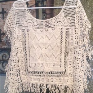 Crochet fringe poncho